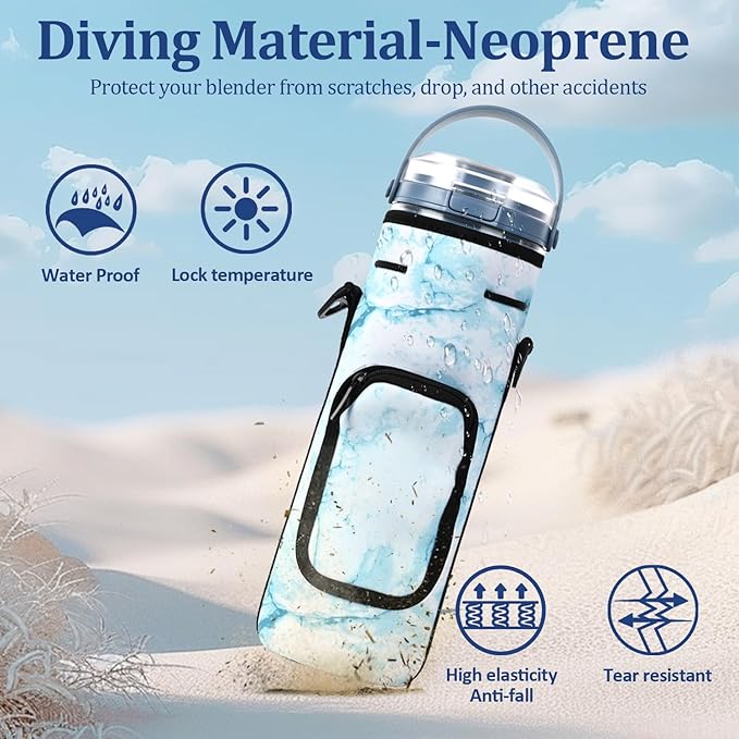 Storage Sleeve Bag for Ninja Blast Portable Blender with Shoulder Strap and Accessory Pocket Compatible with Ninja BC151NV/BC51NV/BC151BK/BC151CR/BC151EM/BC151PR/BC151WH Blast Portable Blender (Blue)