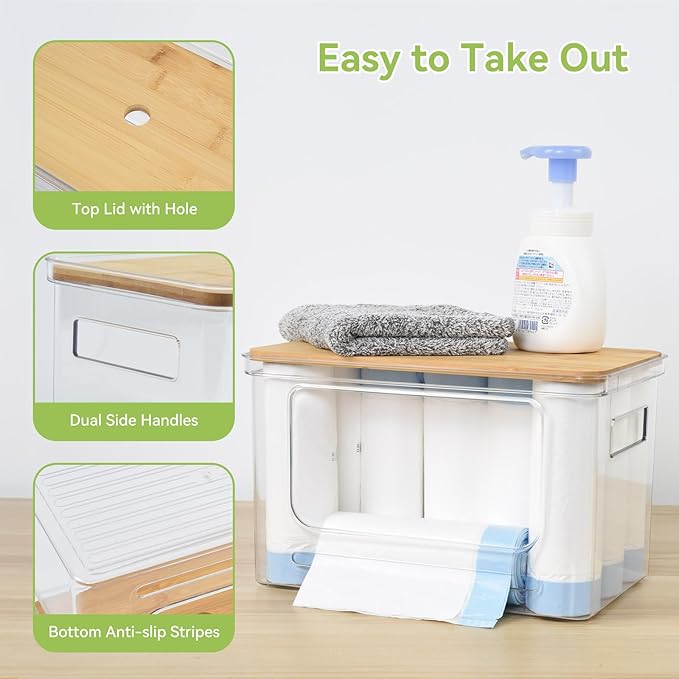 OTraki 3 Pack Trash Bag Holder Dispenser with Lid Plastic Garbage Bag Dispenser Stackable & Wall-mounted, Trash Bags Organizer Under Sink for Kitchen, Pantry Cabinet Organizer and Storage