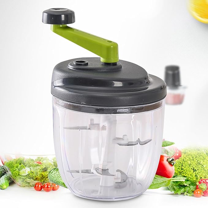 Hand Crank Food Processor Efficient Manual Vegetable Chopper Dishwasher Safe Container Fast Meal Prep Hand Crank Food Processor