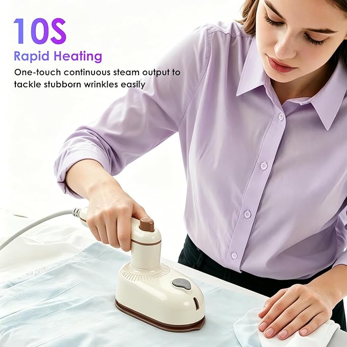 Travel Steamer Mini Iron for Clothes, 2 in1 Portable Handheld Iron for Clothes - 10s Fast Heat-up Travel Small Size Foldable Wrinkle Remover for Home, Dorm, College