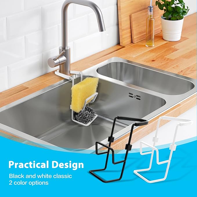 Sink Caddy Sink Sponge Holder - Faucet Rack Shower Tray - Kitchen and Bathroom Metal Organizer Hanging Fix Around Faucet