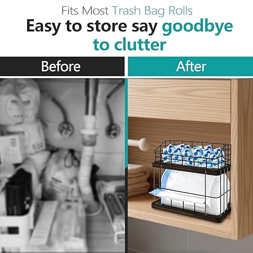 2-in-1 Trash Bag Holder & Dishwasher Pods Organizer, Extra Large Trash Bags Dispenser, Kitchen Organizer and Under Sink Storage Box