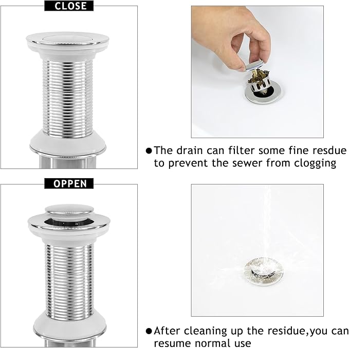 Bathroom Sink Drain,5 Pack Drain Stopper Without Overflow,Small Cap Pop Up Drain Assembly with Detachable Strainer Basket,Built-in Anti-Clogging, Stainless Steel Nut Brushed Nickel