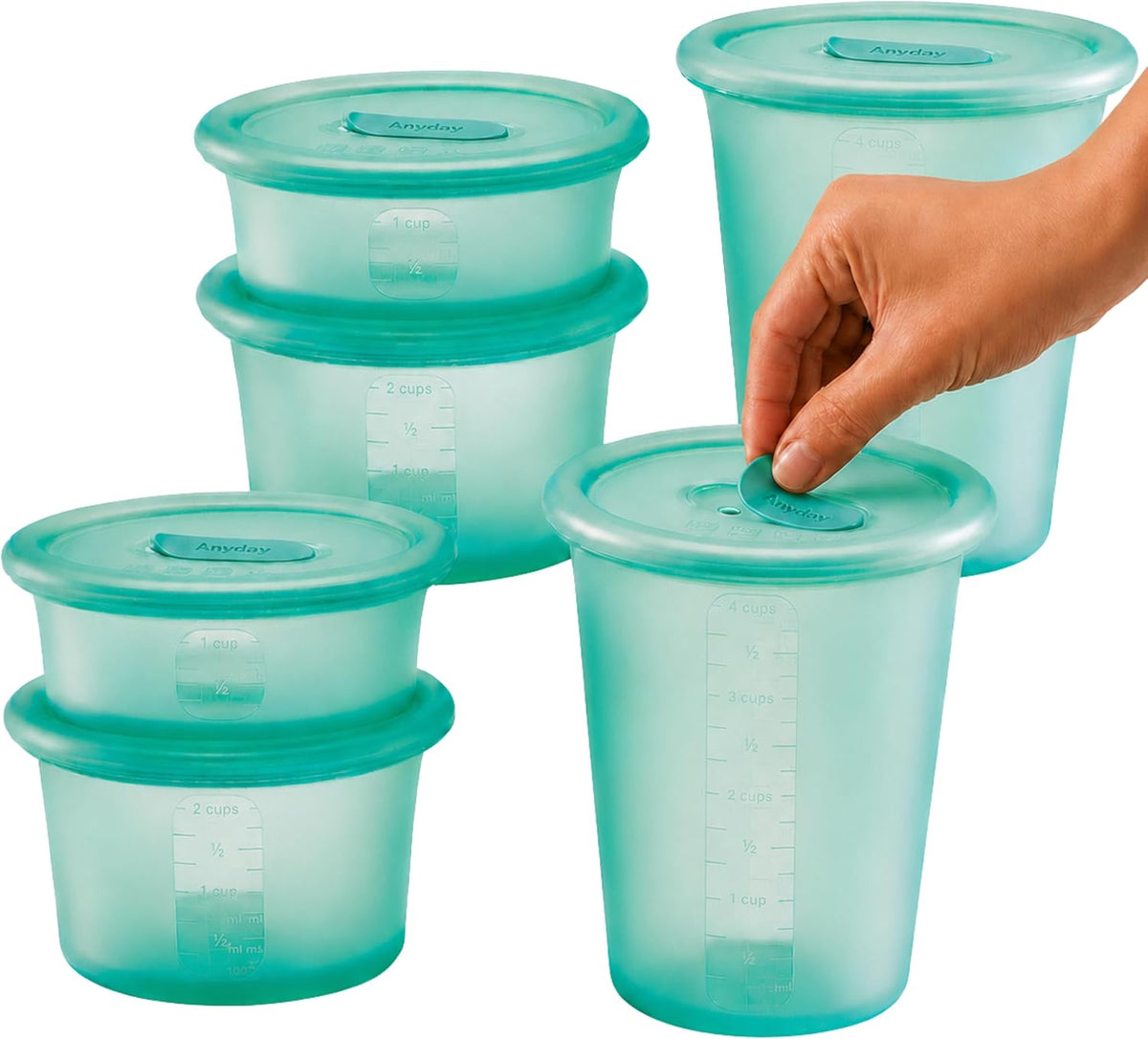 Anydeli Silicone Deli Containers for Meal Prep (Basil, 6-Pack)