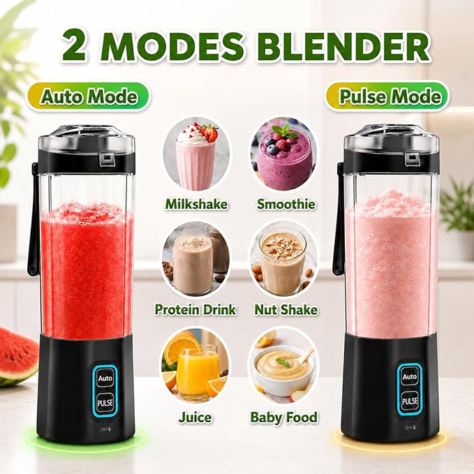 Portable Blender for Smoothies, 24 oz Cordless Personal Juicer Protein Shaker with Leakproof Lid, BPA Free, Rechargeable, Mini Licuadora Portatil for Kitchen Outdoor Traveling Camping Gym Fitness