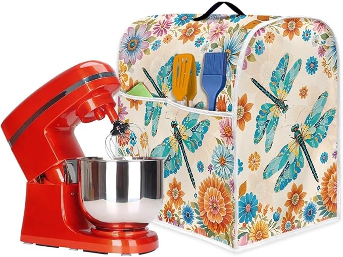 Country Sunflower Blender Cover for 4.5-5 Qt Mixers Practical Kitchen Stand Mixer Cover with Top Handle and Storage Pocket Washable Appliance Dust Protector for Modern Kitchen