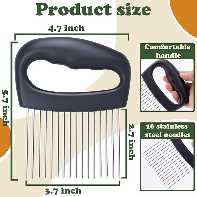 Extra-Large Onion Holder for Slicing,304 Stainless Steel Onion Chopper Vegetable Cutter, Extra-Large Tomato Slicer with 16 Long Needles, Veggie Chopper for Potato, Meat Tenderizer Tool