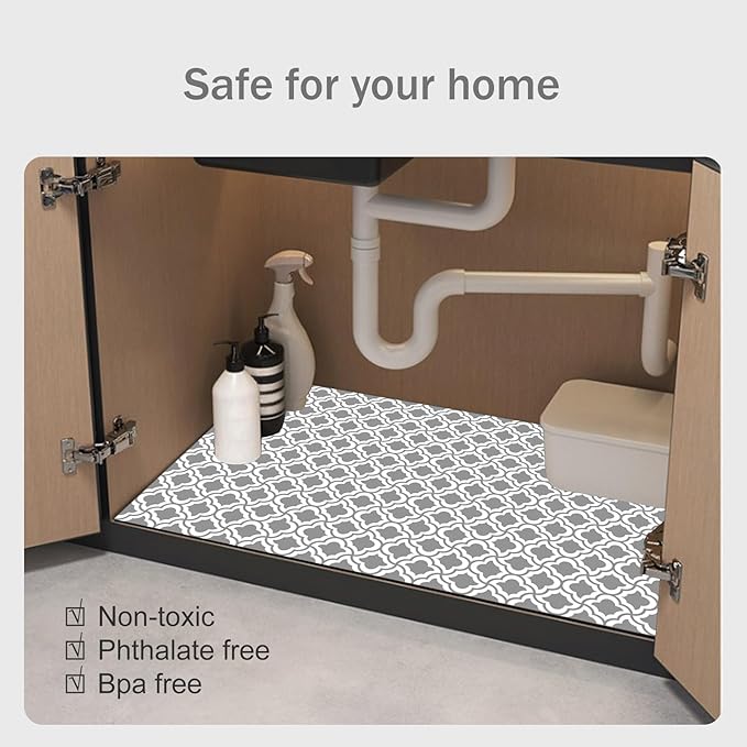 Under The Sink Mat, 24 X 36 in, Durable Premium Mats Protect Kitchen and Bathroom Cabinets (Grey2)