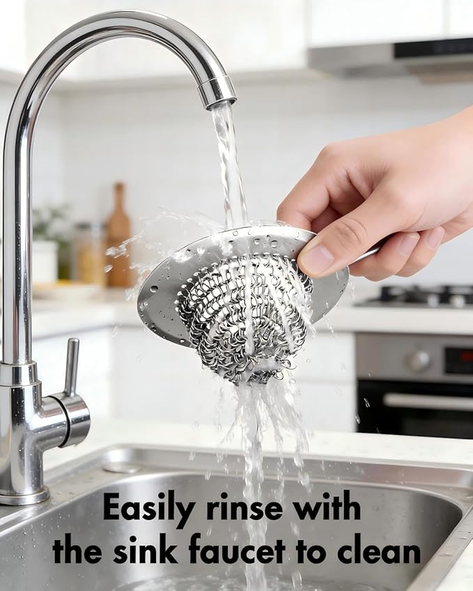 2 Pack Kitchen Sink Drain Strainer, Reversible Anti-Clogging Kitchen Sink Strainer, Handmade 304 Stainless Steel Sink Strainer Basket, Fit Kitchen Sink & Garbage Disposal (Patented Product)