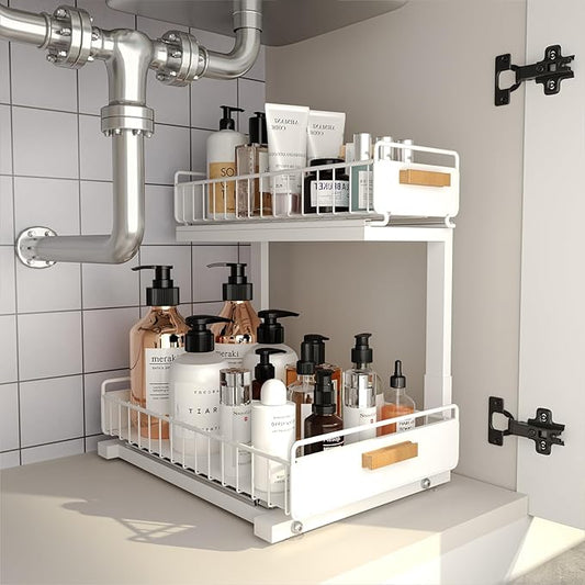 Under Sink Organizer Kitchen, Upgraded Professional Rails, 1 Pack