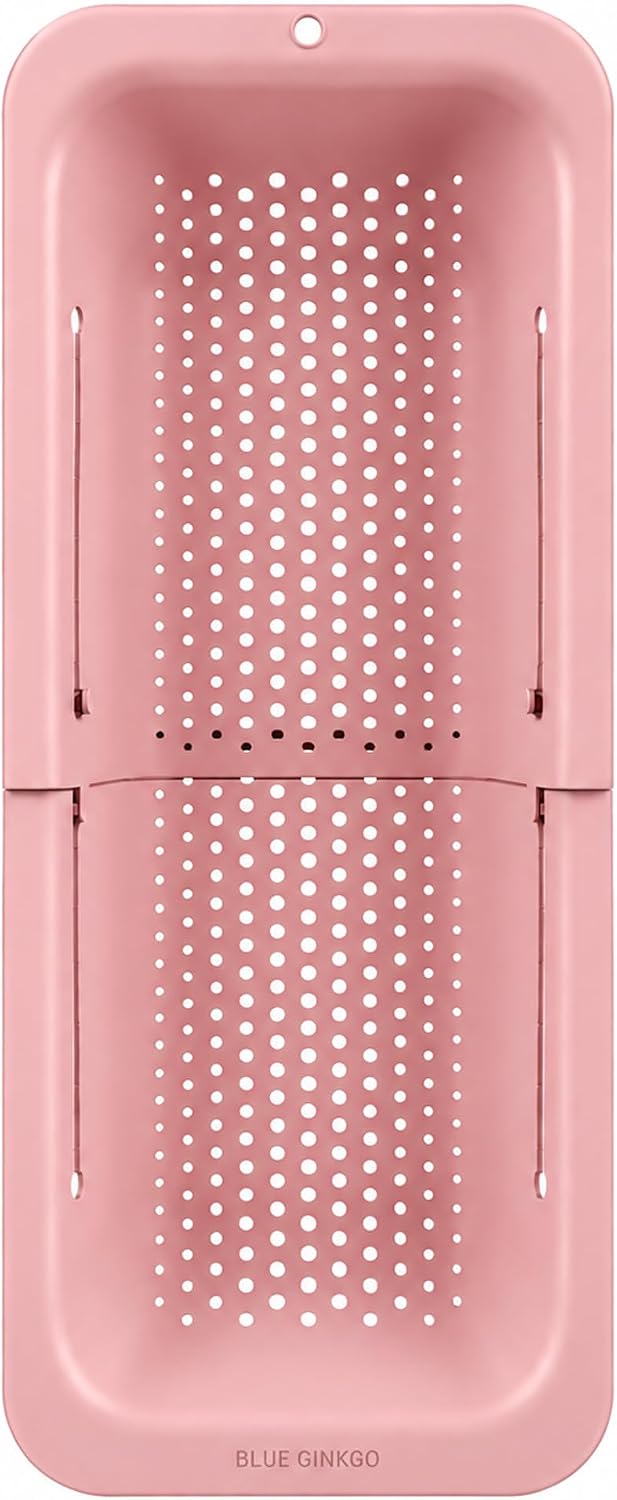 Over Sink Colander, Extendable Kitchen Strainer, Pink