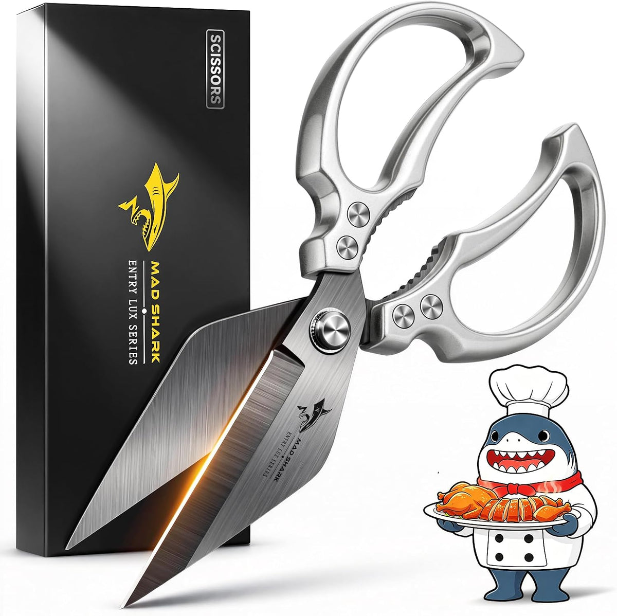 Heavy Duty Kitchen Shears, All Purpose Kitchen Scissors (Titanium Silver)