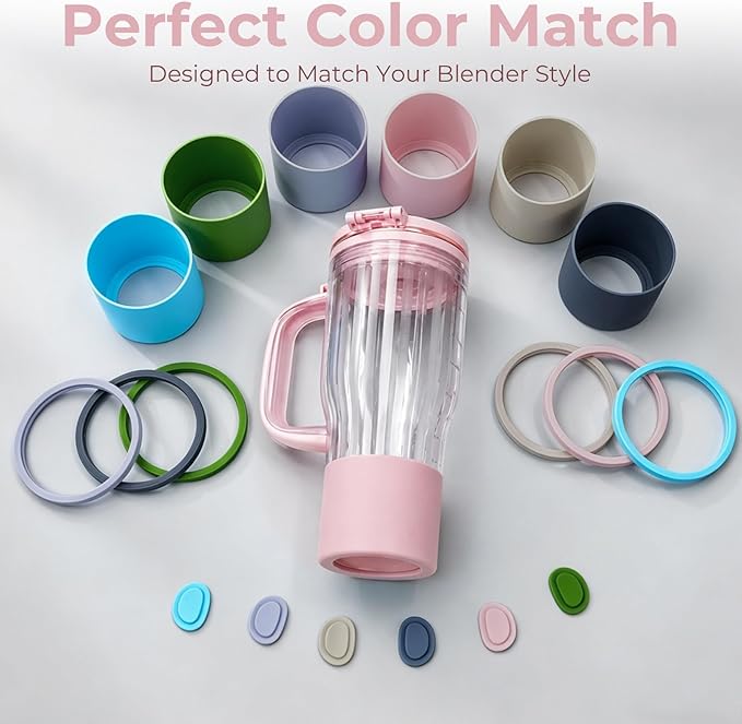 Personal Blender Accessories for Ninja Blendboss DB351PK1BRN, Leak-Proof Kit with Silicone Tumbler Boot, Spill Stopper & Sealing Ring, Cup Not Included (Pink)