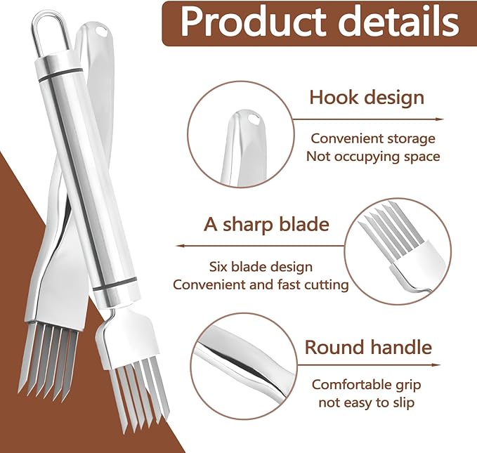 2 Piece Shred Silk The Knife, Stainless Steel Chopped Green Onion Knife