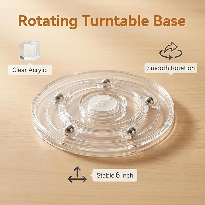 1 PC 6 Inch Rotating Turntable, Clear Acrylic Ball Bearing Rotating Tray Display Stand for Jewelry & Toys