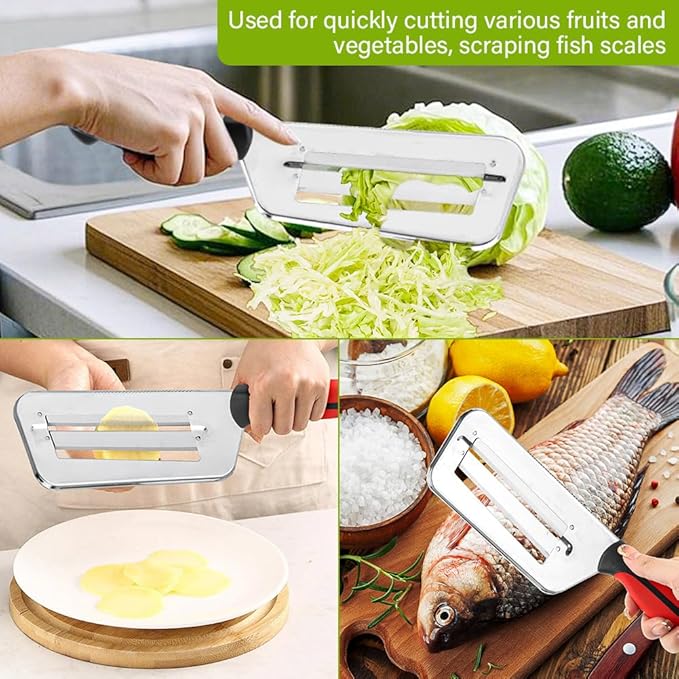 Cabbage Shredder Lettuce Chopper Lettuce Shredder Stainless Steel Cabbage Slicer for Kitchen Fruit Vegetable Slicer(Red)