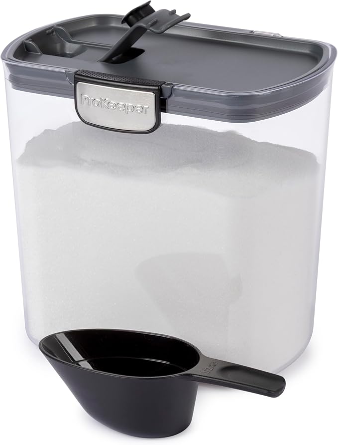 ProKeeper+ 6-Piece Airtight Food Storage Container Set – Clear Plastic Flour and Sugar Canister Set with Magnetic Accessories for Kitchen Organization