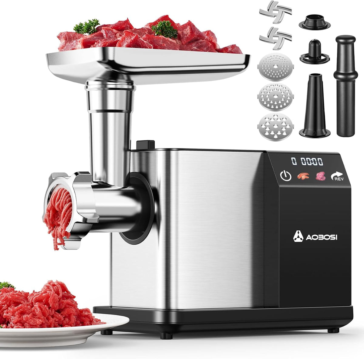Electric Meat Grinder w/ 3 Speed Touch Screen Control, 3000W Max