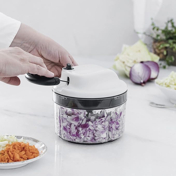 Lacor - 60599 - Affilato Handy Slicer, Food Chopper with Stainless Steel Blades, BPA-Free, 2 Speeds, 1.2 L