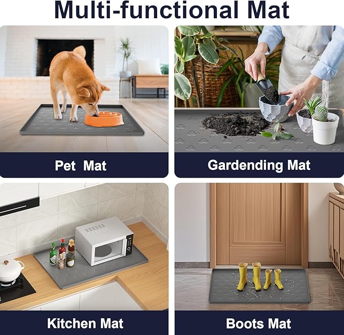 Under Sink Mat - Waterproof Kitchen Cabinet Tray - 34" x 22" Flexible Silicone Under Sink Liner - Kitchen Bathroom Cabinet Mat and Protector for Drips Leaks Spills