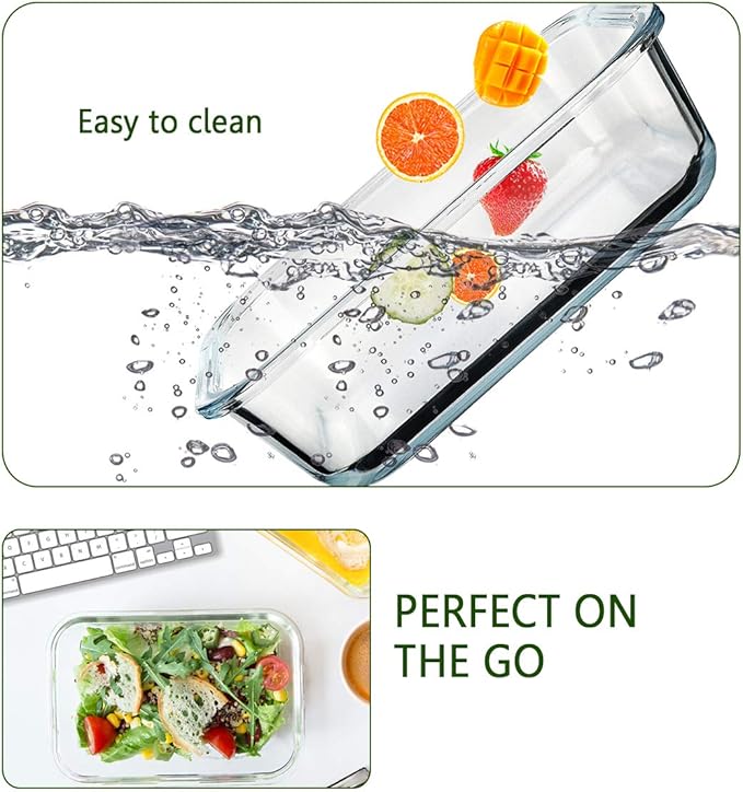 M MCIRCO [8-Pack,30 oz] Glass Meal Prep Containers,Glass Food Storage Containers,Airtight lunch Containers with Lids, Microwave, Oven, Freezer and Dishwasher