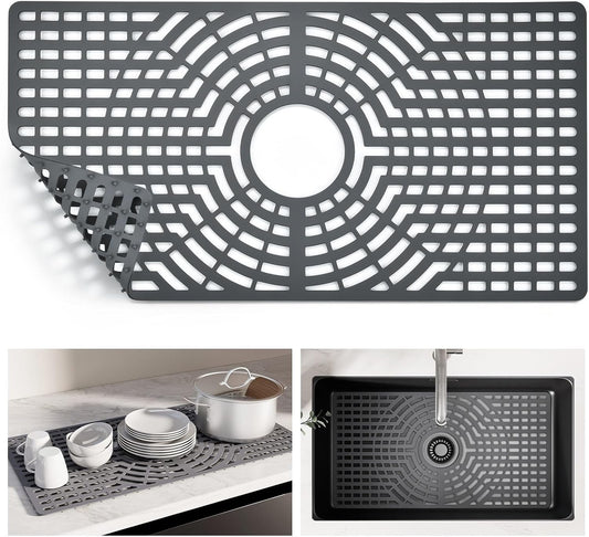 Silicone Sink Protector for Kitchen Sink, 26"x14" Center Drain