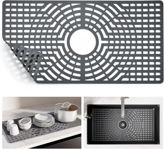 Silicone Sink Protector for Kitchen Sink, 24"x12" Center Drain