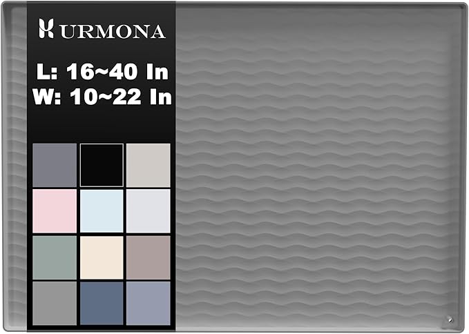 URMONA 19'' x 12'' Waterproof Silicone Under Sink Mat Cabinet and Counter Protector, Shelf Liner for Kitchen and Bathroom, Storage and Organizers, Litter Mat, Pet Cat Puppy Essentials（White Sand）