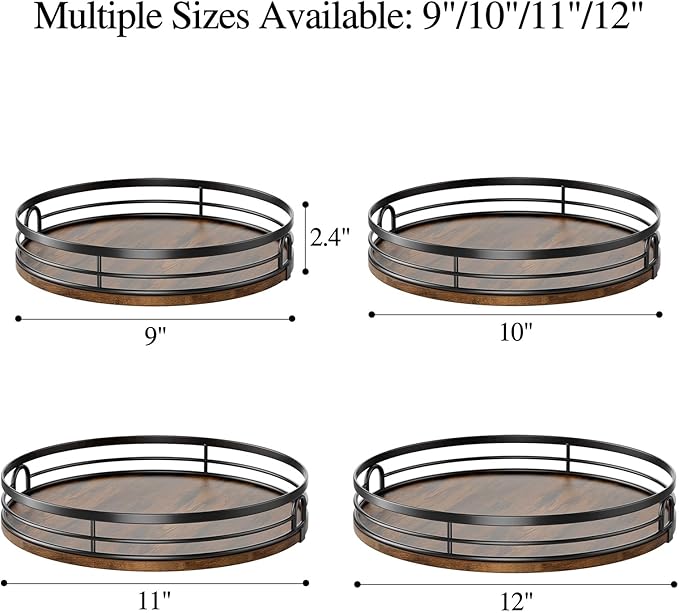 LAMU 12'' Lazy Susan Turntable Organizer for Cabinet, Round Wood Lazy Susan for Table Top, Countertop, Kitchen, Pantry, Spice, Bathroom Vanity, Decor