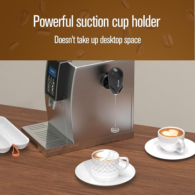 Hiltton Rechargeable Milk Frother Handheld with Stand and Travel Pouch – Portable Electric Handheld Frother for Coffee and Drink Mixer, Stainless Steel Waterproof Detachable Whisk