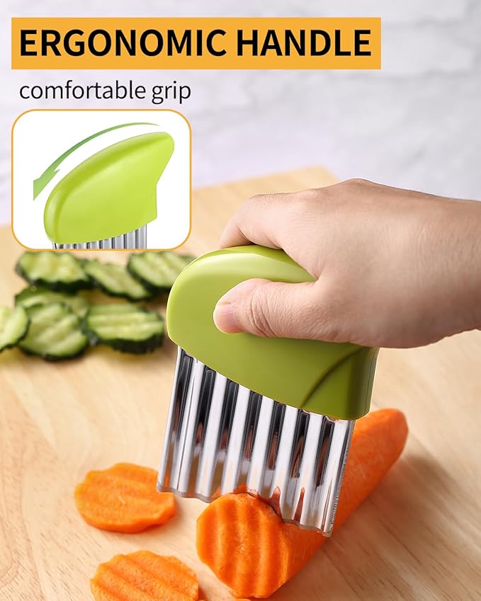 Crinkle Cutter Stainless Steel Potato Carrot Chip Vegetable Crinkle Wavy Chopper Cutter French Fry Slicer