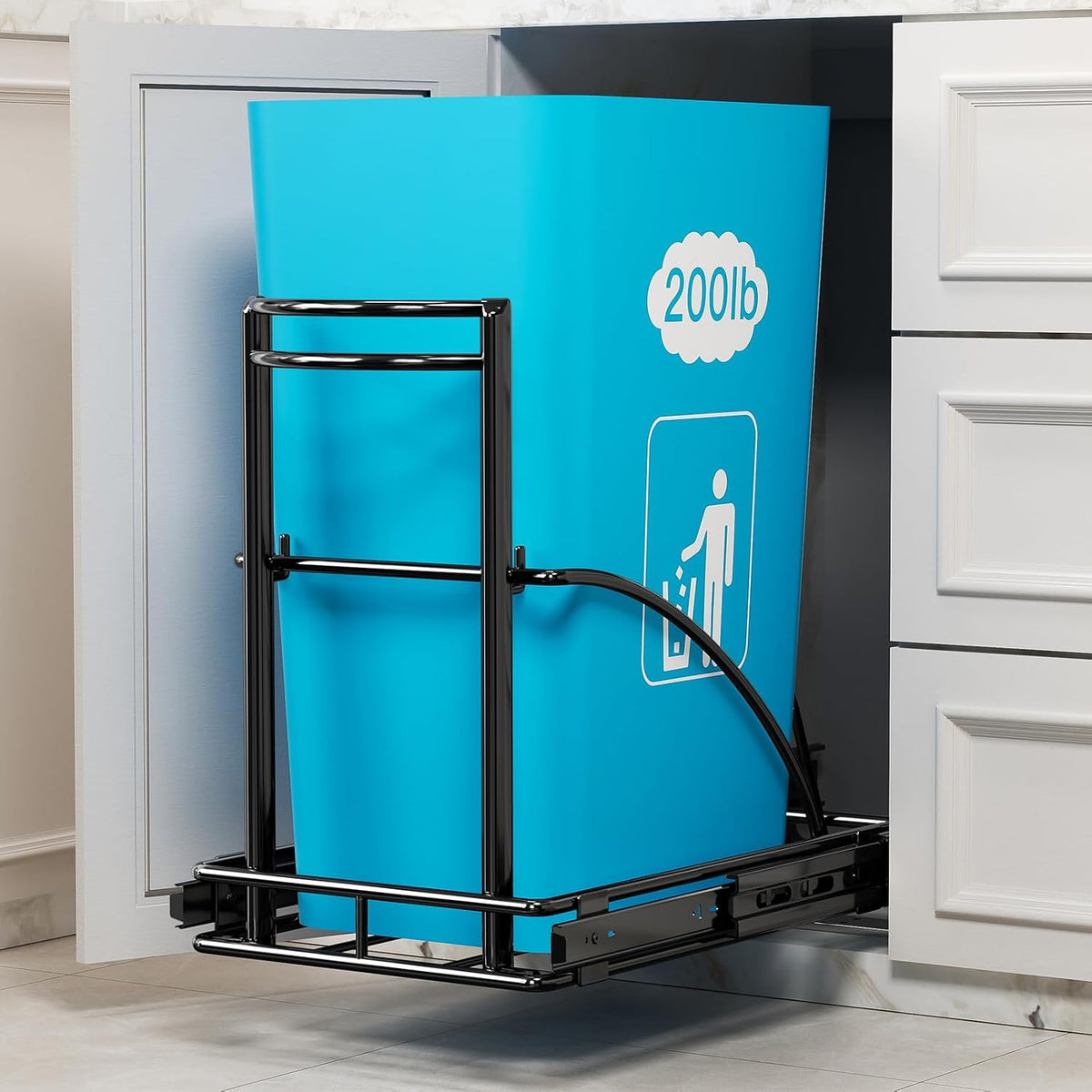 Under Sink Trash Can Pull Out, Fits 7-13 Gal/50 Qt Bins