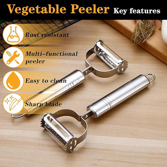 Vegetable Peeler, Multifunction Potato Peelers Stainless Steel Julienne Peeler for Carrots Potatoes Cucumber Squash Melons Fruit