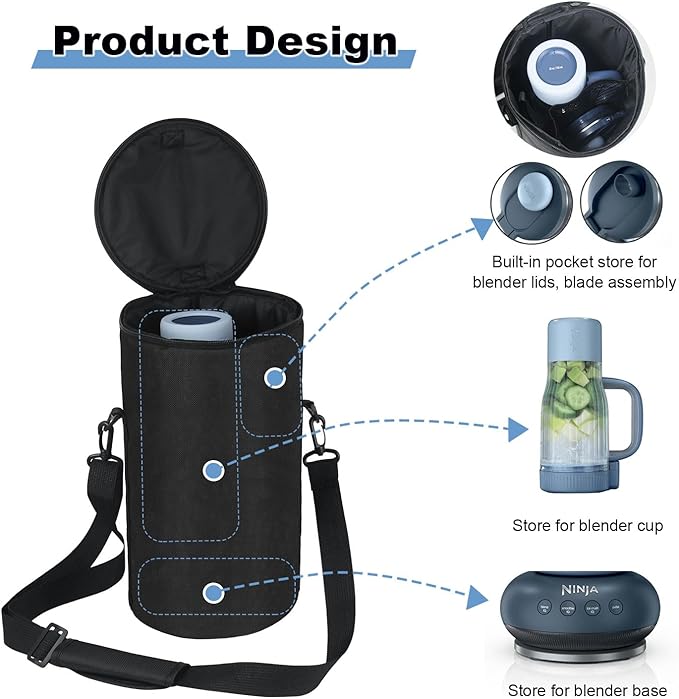 Carrying Bag for Ninja BlendBOSS Personal Smoothie Blender, Portable Blender Travel Carrier Case, Thick Padded for Protection丨Adjustable Shoulder Strap, Bag Accessories for Ninja BlendBOSS