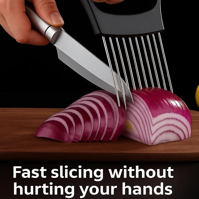 2025 Upgraded Onion Slice, New Stainless Steel Onion Chopper for Slicing, Chopper Slice Assistant Tool, Cutter for Slicing of Meat, Onion, Potato, Tomato Kitchen Gadgets (1)
