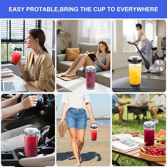 Replacement Blender Cup with Lid for Ninja Blast Portable Blender BC100 & BC151 Series: 18 oz Blender Cup Accessories Part Compatible with Ninja Blaste Blender (Grey)