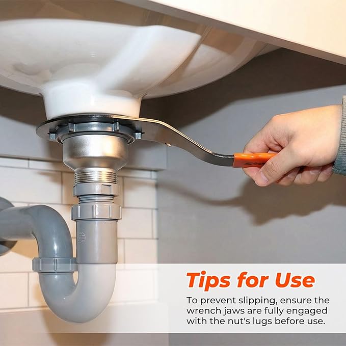 Universal Sink Drain Wrench,Open Design Facilitates for Easy Use,for Loosening and Tightening 4, 6, and 8 Tab Locknuts on Strainer Drains