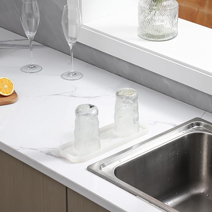 MicoYang Silicone Kitchen Sink Organizer Tray for Multiple Usage,Easy Clean Sponges Holder for Kitchen Bathroom Counter or Sink,Dish Soap Dispenser,Scrubber,Bottle,Cup Translucent 12" x 4”
