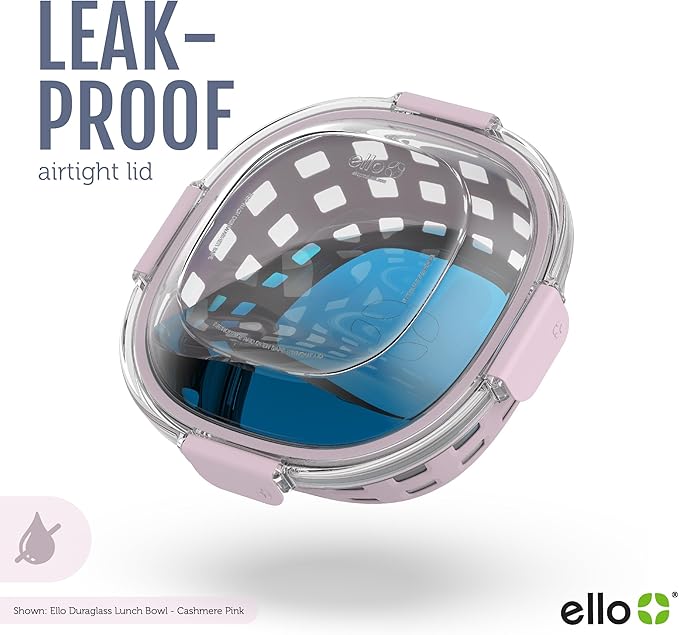 Ello DuraGlass Food Storage Glass Lunch Bowl Container - Meal Prep Container with Silicone Sleeve and Airtight Lid, 5 Cup, Cashmere Pink