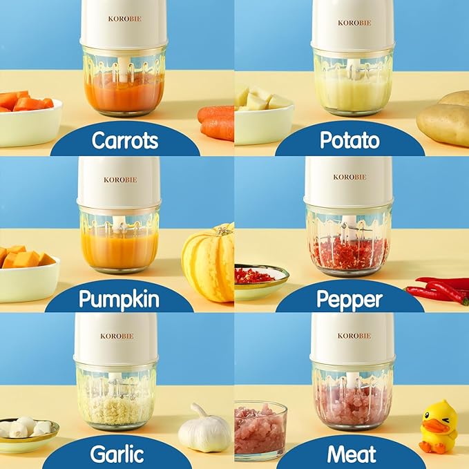 Baby Food Maker - Mini, White; Baby Food Processor for Fresh & Nutritious Meals; Blends Fruits, Veggies, Meats; Easy to Use & Clean; BPA-Free, Dishwasher Safe