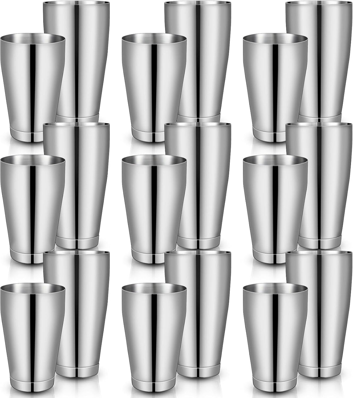 16 Pcs Cocktail Shaker Boston Cocktail Shaker Set, Stainless Steel Martini Drink Shakers Bartending, 18 Oz & 28 Oz Bar Professional Shake Mixer Tin Tools for Bartender Cocktails (Silver)