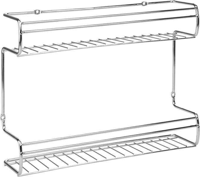 InterDesign Classico 2-Shelf Wall Mount Spice Organizer Rack for Kitchen Storage - Chrome