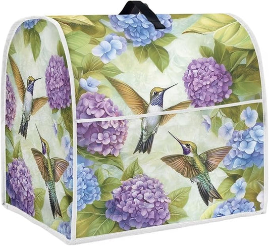 Hummingbird Floral Mixer Covers for Stand Mixer 4.5-5 Qt Easy Clean Kitchen Appliance Dust Cover with Top Handle and Accessory Pocket Oil-Resistant Keep Kitchen Clean and Tidy