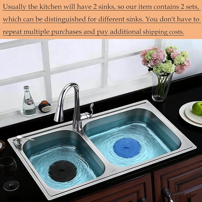 4PCS Kitchen Sink Strainer Stopper Kit, Universal Silicone Sink Drain Plug Cover