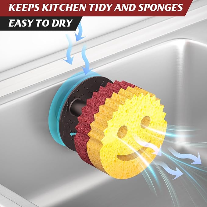 Kontoyo Sponge Holder for Kitchen Sink,Sink Caddy Organizer with Suction Cup Installation for Kitchen/Bathroom, Self Draining,Sponge Caddy for Holding Smiley Sponges-Bronze