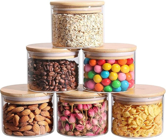 0.5 Qt Glass Food Storage Jars Set of 6