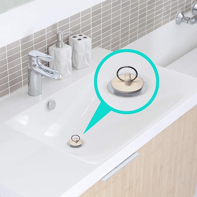 4 Pcs - Bathroom Sink Strainers and Stopper Plug (Use Separately) - 2.125" Top / 1" Basket, Stainless Steel Strainers and Rubber Plug Stopper for Standard Bathroom, Utility, Slop and RV Sink.