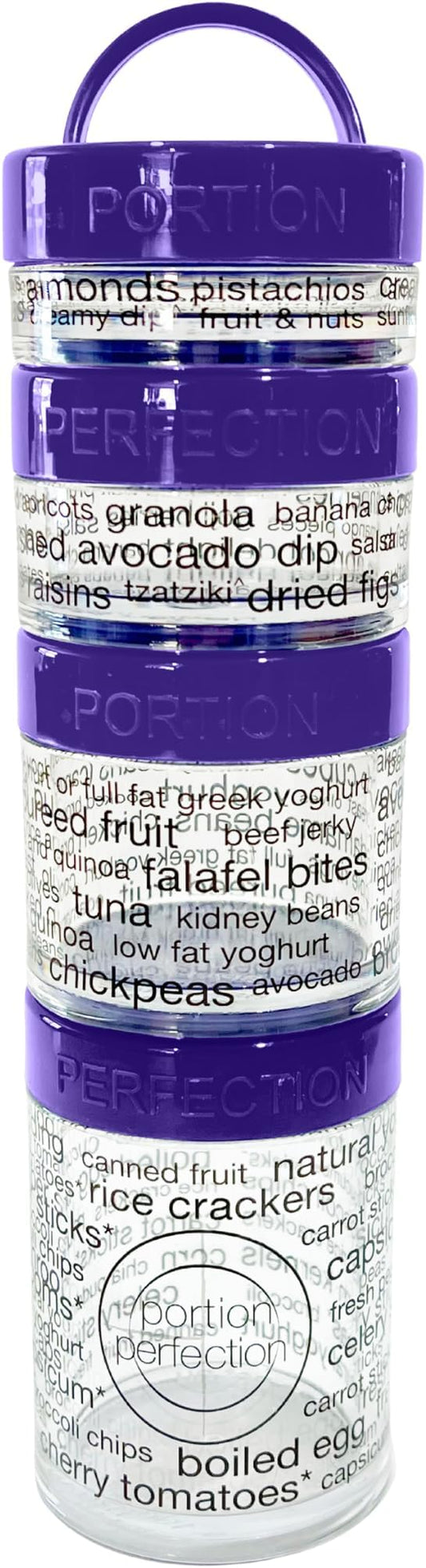 100 Cal Stackable Snack Containers for Weight Management, Food Portion Control Containers for Weight Control with Instructions for Men, Women and Bariatric Must-Haves (Purple)