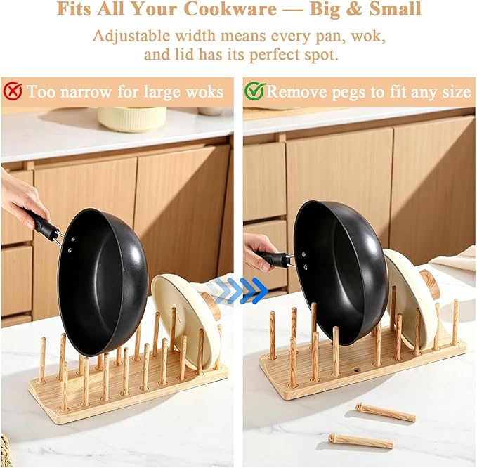 Pot Lid Organizer, Sturdy Plastic Pan Lid Organizer Rack
