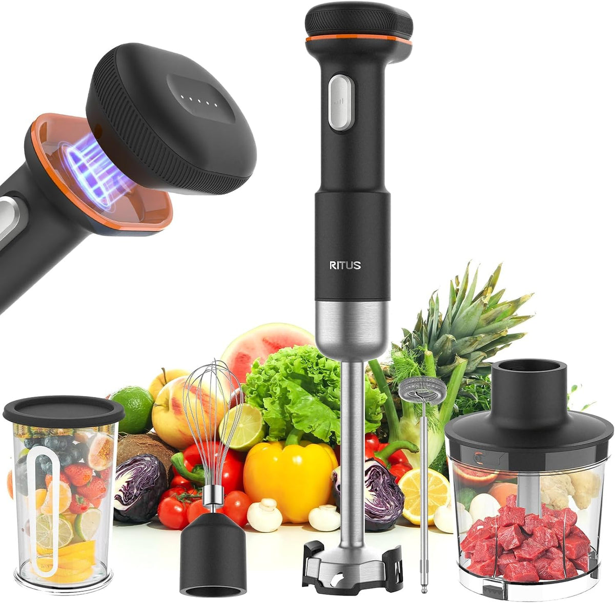 5-in-1 Cordless Immersion Blender with for Removable 6000mAh Battery